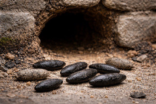 crottes de rats près du terrier