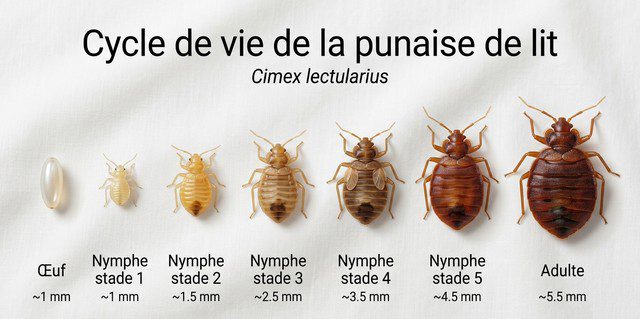 cycle de vie d'une punaise de lit