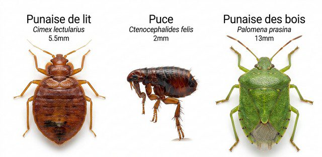 différence entre une punaise de lit, une puce et une punaise des bois