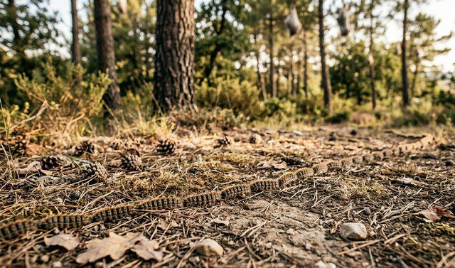 présence de chenilles processionnaires sur le sol
