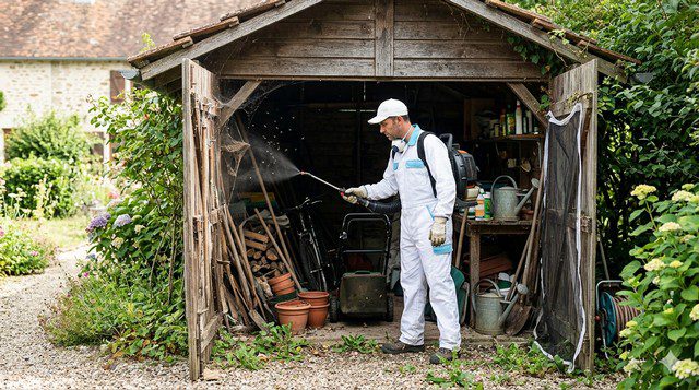 traitement des moustiques dans un abri de jardin infesté