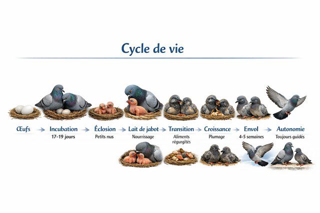 Cycle de vie d'une pigeon