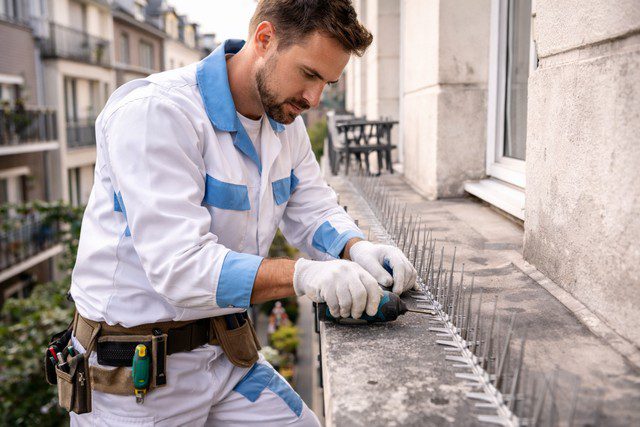 Installation de pics anti-pigeons en ville