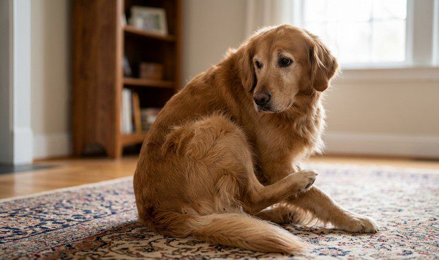 chien infesté par des puces
