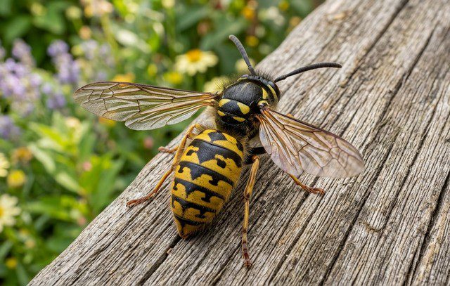 guêpe germanique vue de dos