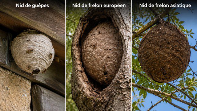 Nid de guêpes, nid de frelon européen ou nid de frelon asiatique