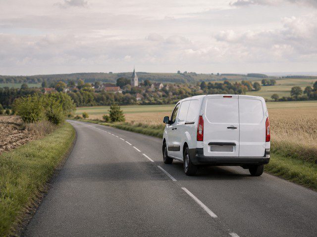 Véhicule d’intervention anti nuisible en déplacement dans la campagne des Hauts-de-France