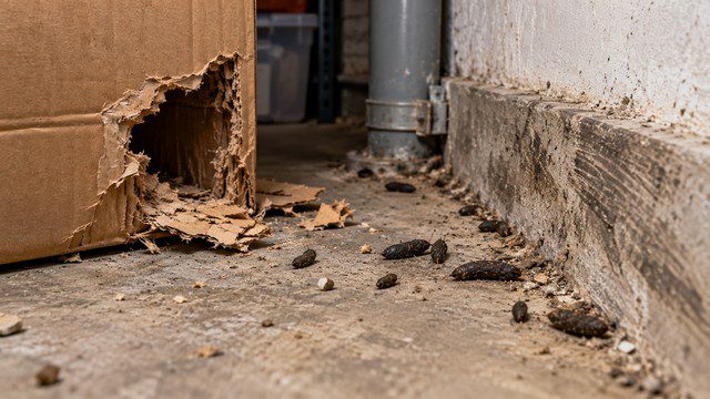 Dégâts de rats dans un local